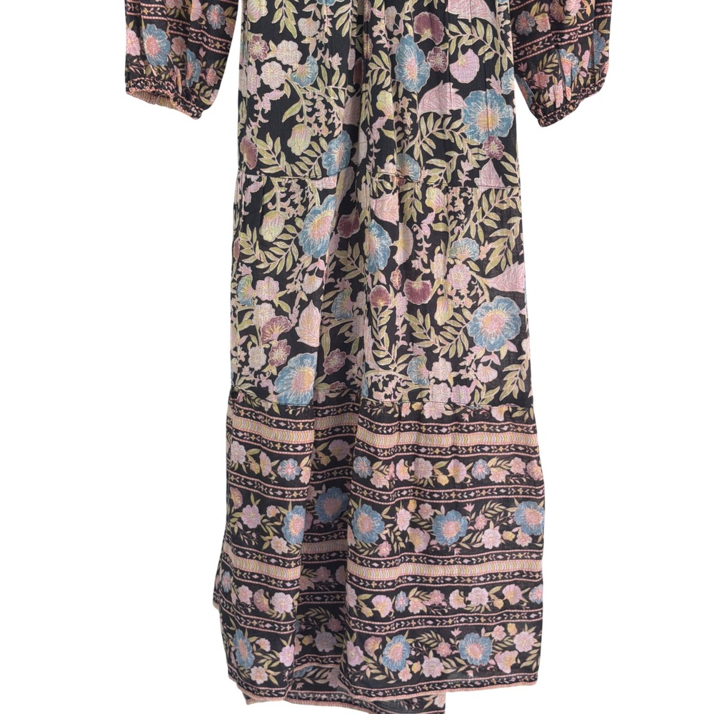 Billabong Floral Midi Dress Black Pink Boho Long Sleeve Womens M NWT - Picture 10 of 15